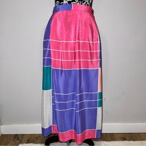 Vintage Jonathan Martin Pink & Purple Patchwork Stripe Midi Skirt